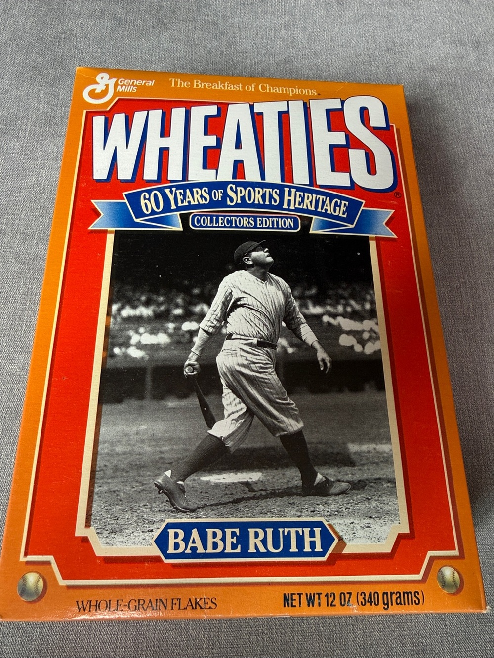 Wheaties Babe Ruth Collector's Edition Cereal Box - Orange/Blue